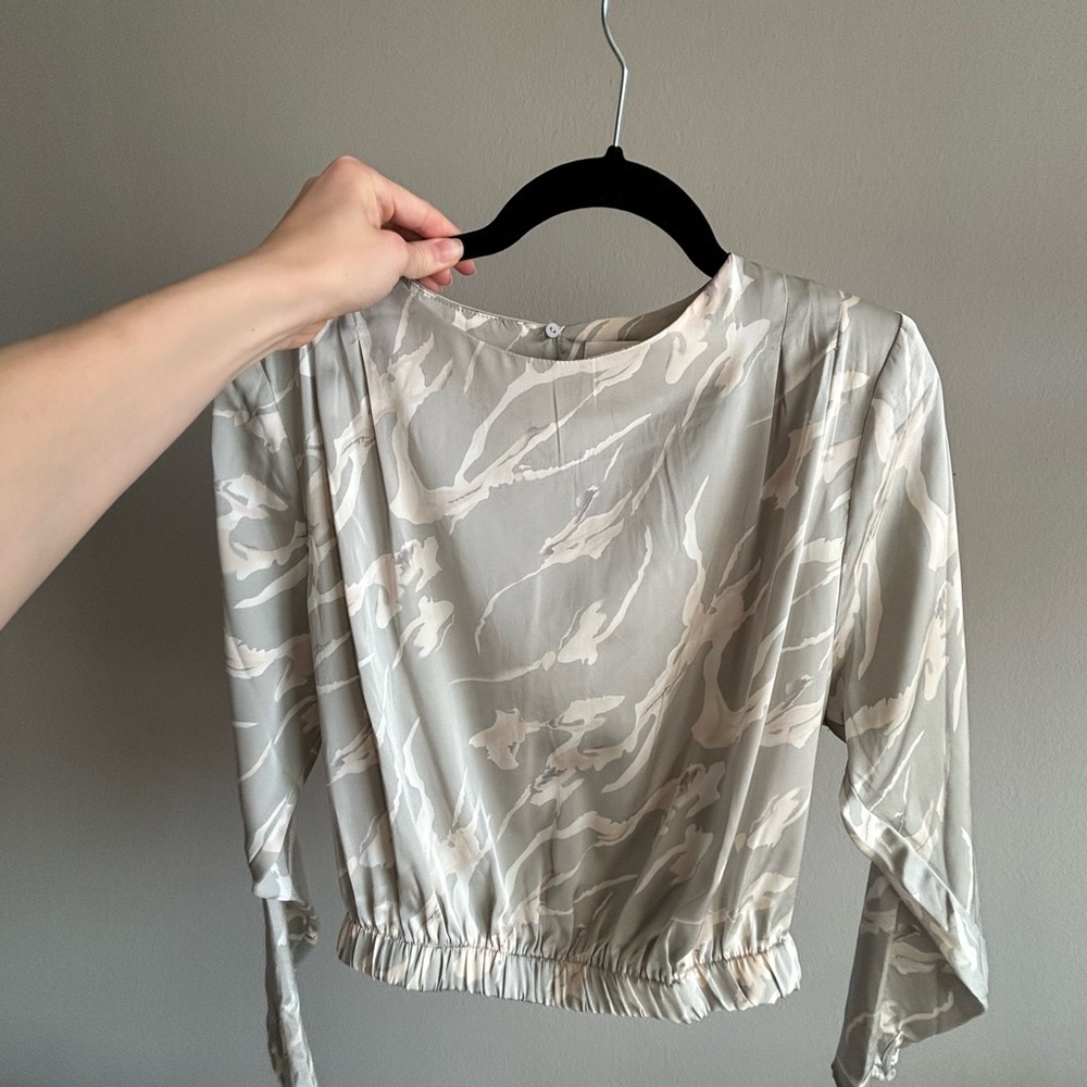 ASTR The Label Long Sleeve Silk Top